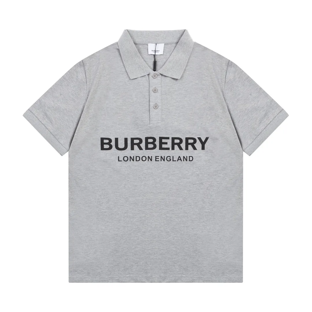 BURBERRY Classic Lo GO ， Retro Same Style Polo Versatile : Gray Size：M-2XL